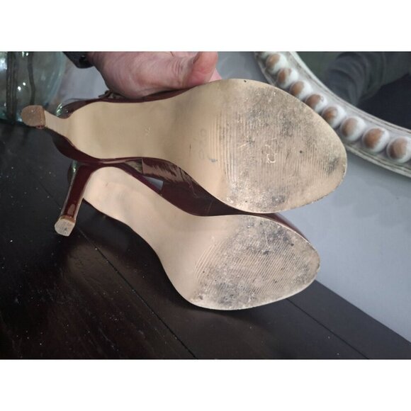 Kelsi Dagger Dory Burgundy Patent Leather Slingback Heels/Pre-owned, Sz 7.5M - Picture 7 of 11